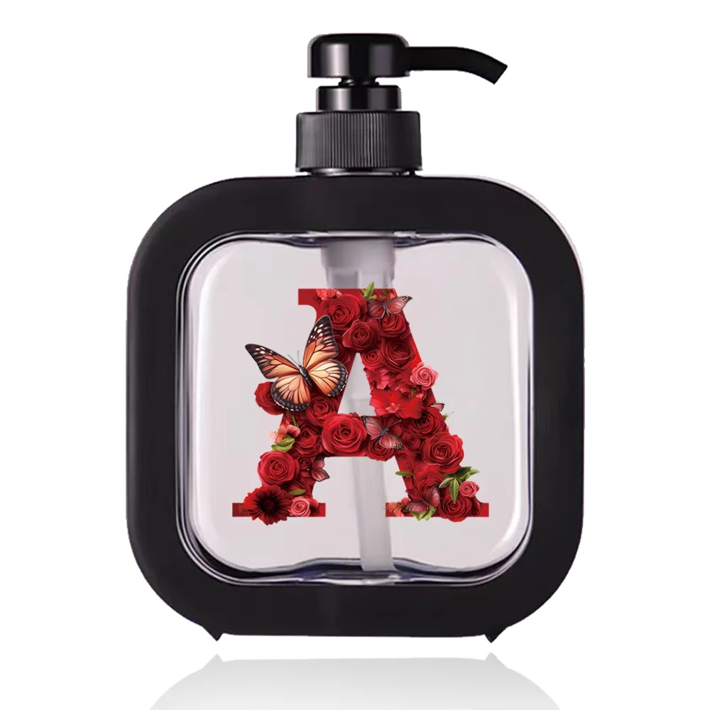 Press Type Lotion Bottle Detachable Soap Dispenser Foam Split Bottle Large Capacity For Travel Bathroom Red Rose Letter Pattern