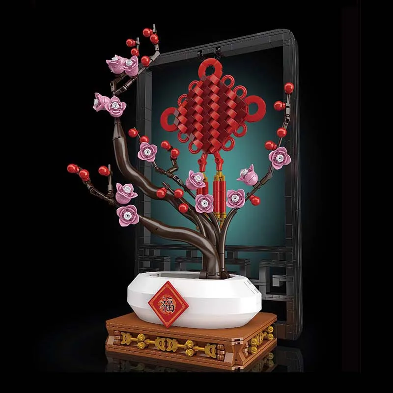 Mould King Flower Series Plum Blossom Small Particles Building Blocks Toy Model Girls Adult Gift Artificial Flowers DIY Plants