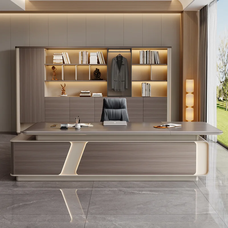 Eco-Friendly Durable Modern Luxurious Executive L-Shaped Wooden Commercial Manager CEO Desk Office Furniture
