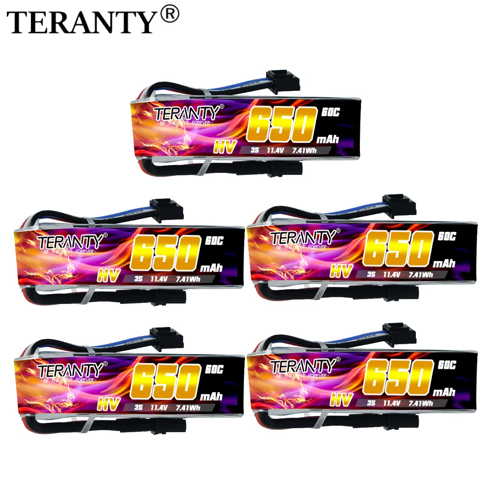 

1/2/5/8 шт. аккумуляторов TERANTY 650 мАч 3S 11.4V HV LiPo 60C/120C для FPV-дронов, 4-осевых БПЛА, радиоуправляемых дронов, запчасти с разъемом XT30U