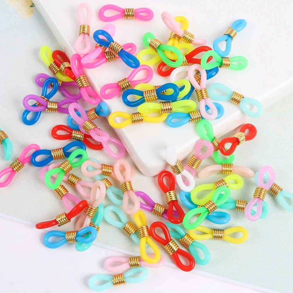 

30pcs Eyeglass Chain Ends Adjustable Spring Rubber Ends Loop Connectors for Eye Glasses Holder Necklace Chain DIY Jewelry Making