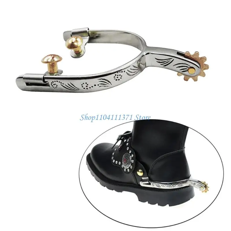 Retros Style Metal Spurs For Equestrians Use German Silver Embellished Traditional Western Horsemanship Spurs