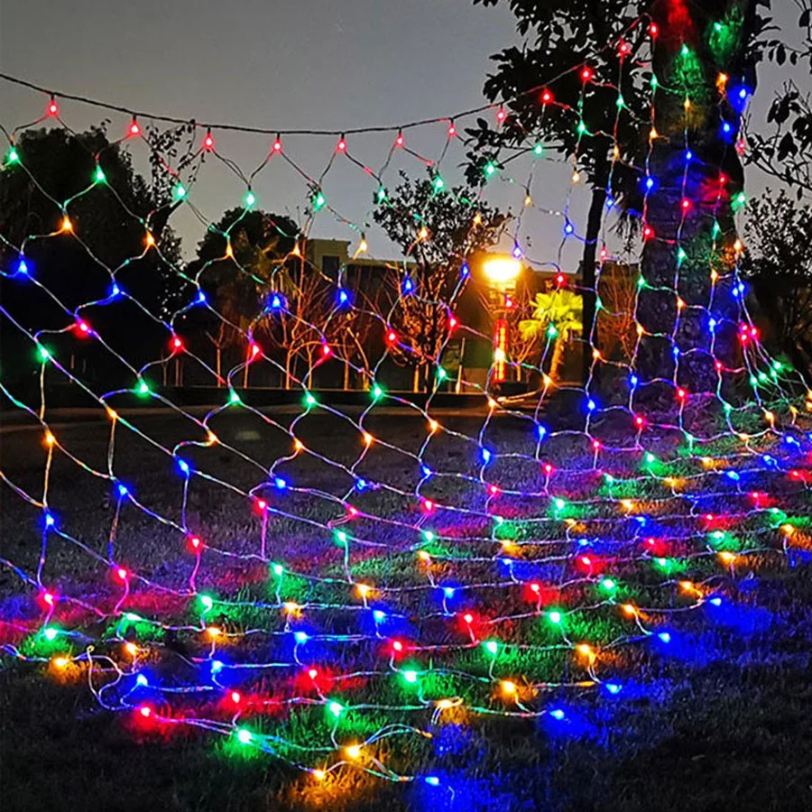 3X2/3X3M Christmas Garland String Lights Outdoor Net Mesh Light Christmas Net Light 8 Modes for Wedding Garden Lawn Bushes Decor