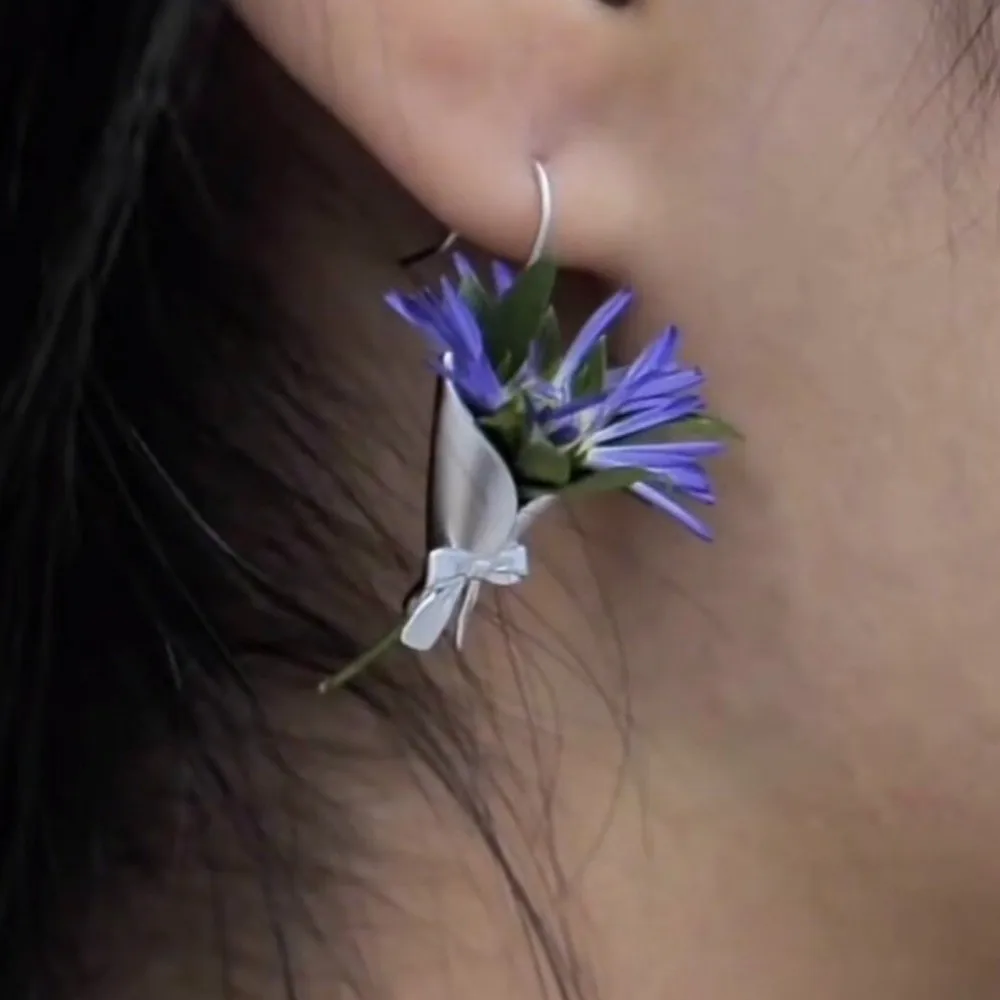 Creative Flower Insertable Earrings Simple DIY Jewelry Vase Pendant Earrings Exquisite Flowers Can Be Inserted Bow Earrings