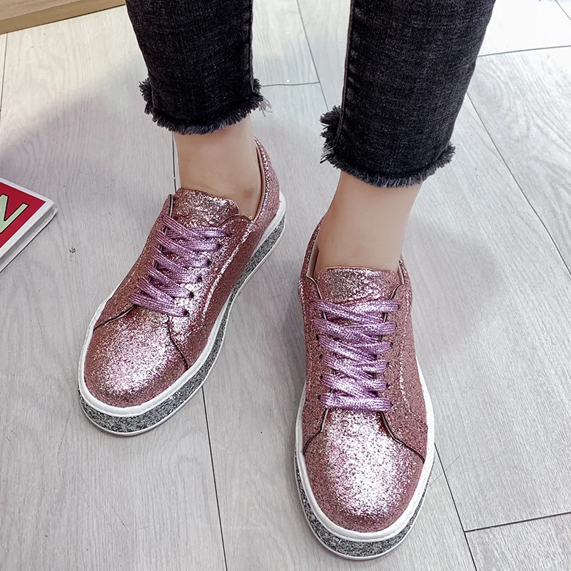 New four seasons shoes Korean version breathable flash decorative casual network large size women's shoes