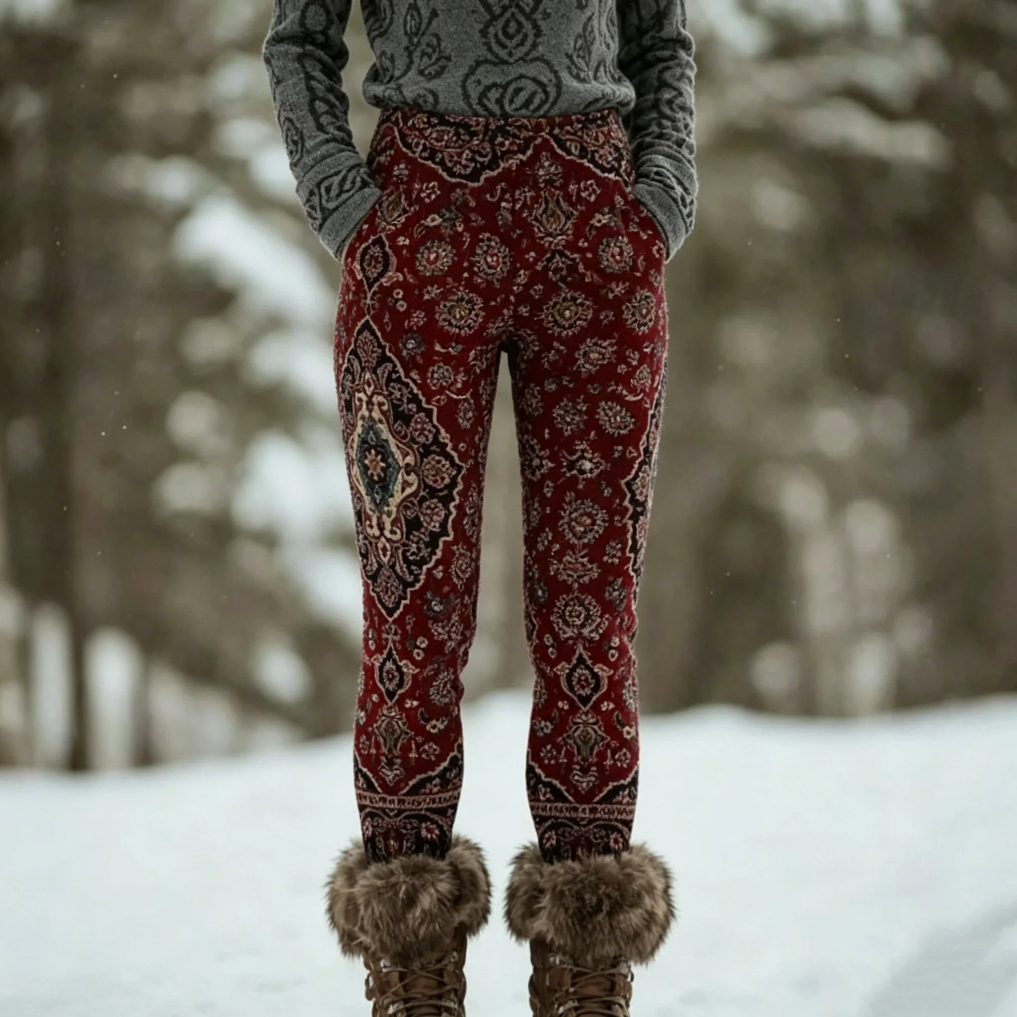 Skinny exterior tight pants with a retro atmosphere, comfortable and versatile women's pants