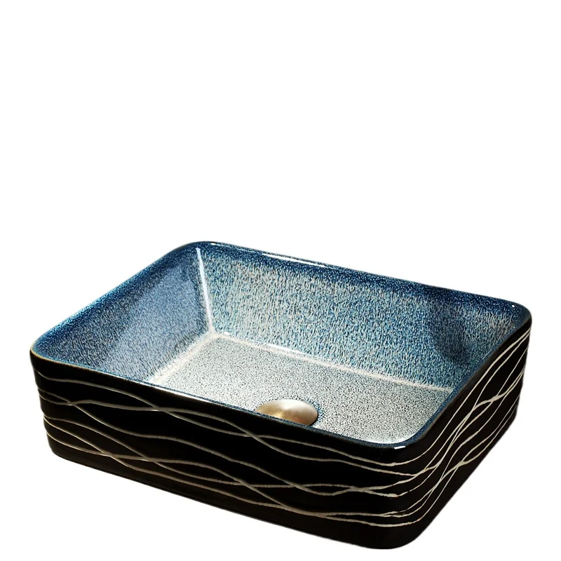 

Ceramic washbasin rectangular retro balcony washbasin household bathroom washbasin