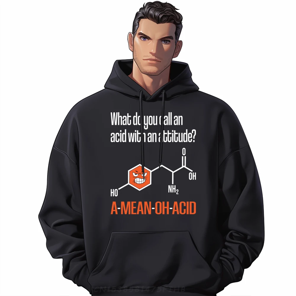 

Loose Hoodies Special O-Neck Amino Acid Chemistry Humor Science Teacher Male Hoodies Geek Long Sleeve Leisure Sweatshirt
