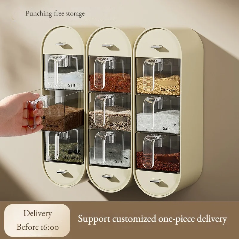 

Hanging Spice Cereal Storage Container Kitchen Utensils with 5 Compartments Kitchen Accessories Box Storage Cooking Accessories