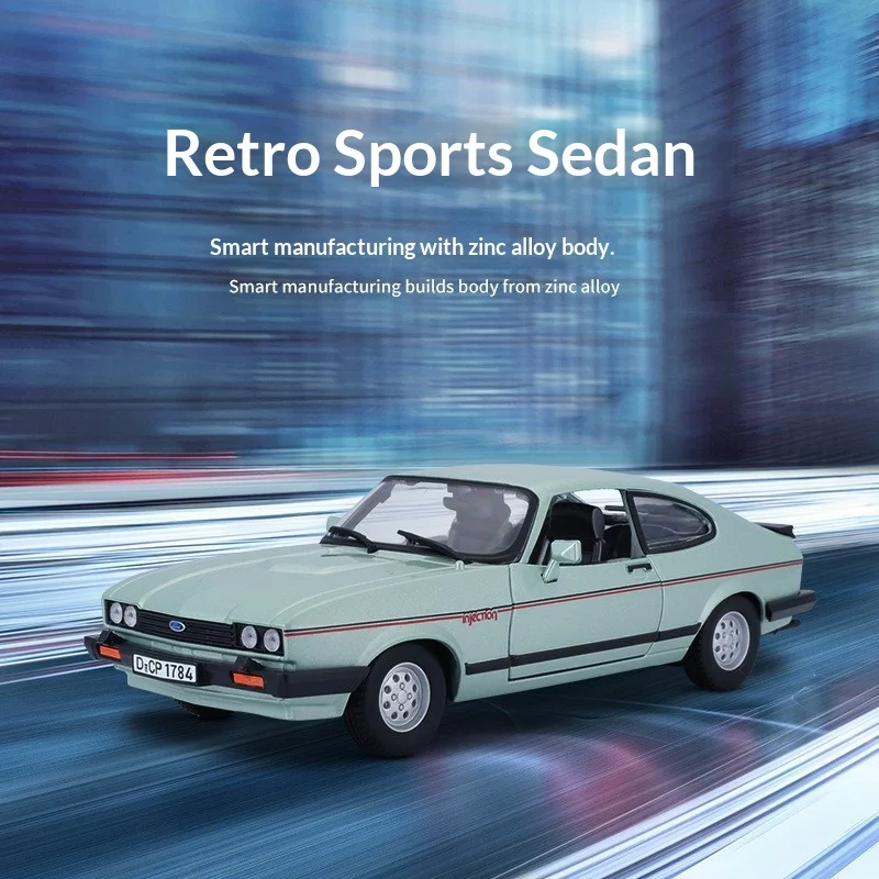 Neu auf Lager Bburago 1:24 1982 Ford Capri 1600 Gt Miniatur-Druckguss-Automodell aus Legierung für Jungen, Spielzeug, Geschenk und Ornamente-Kollektion