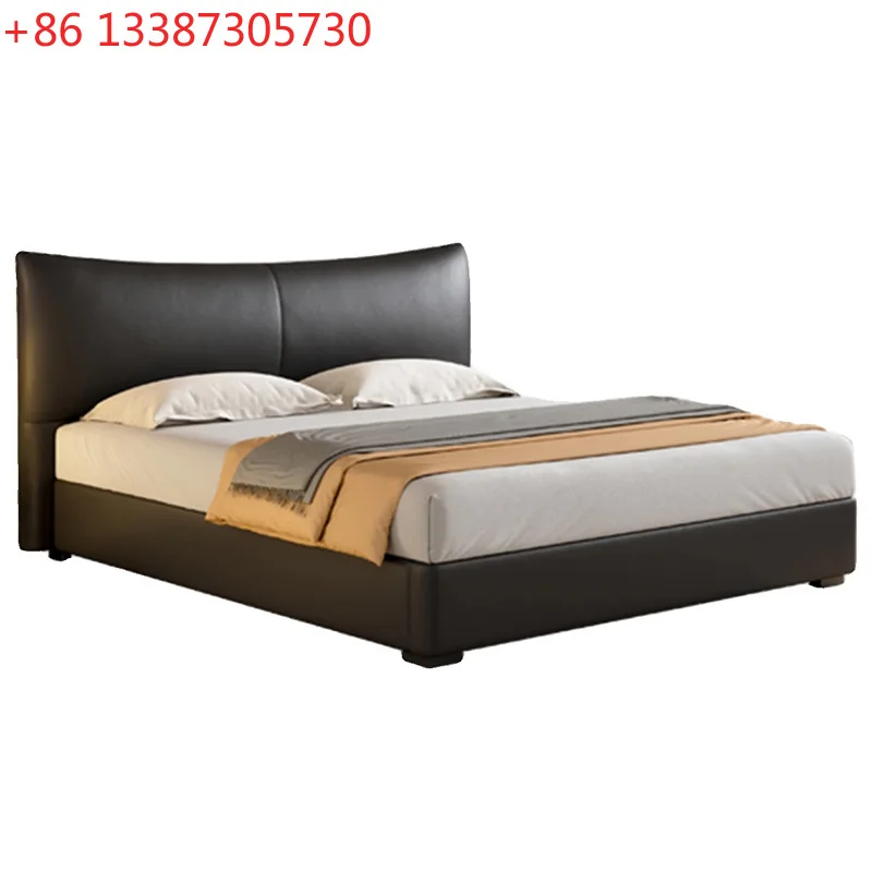 

Итальянская минималистичная черная кожаная кровать-перевод, многофункциональная кровать для хранения, двойная мягкая сумка