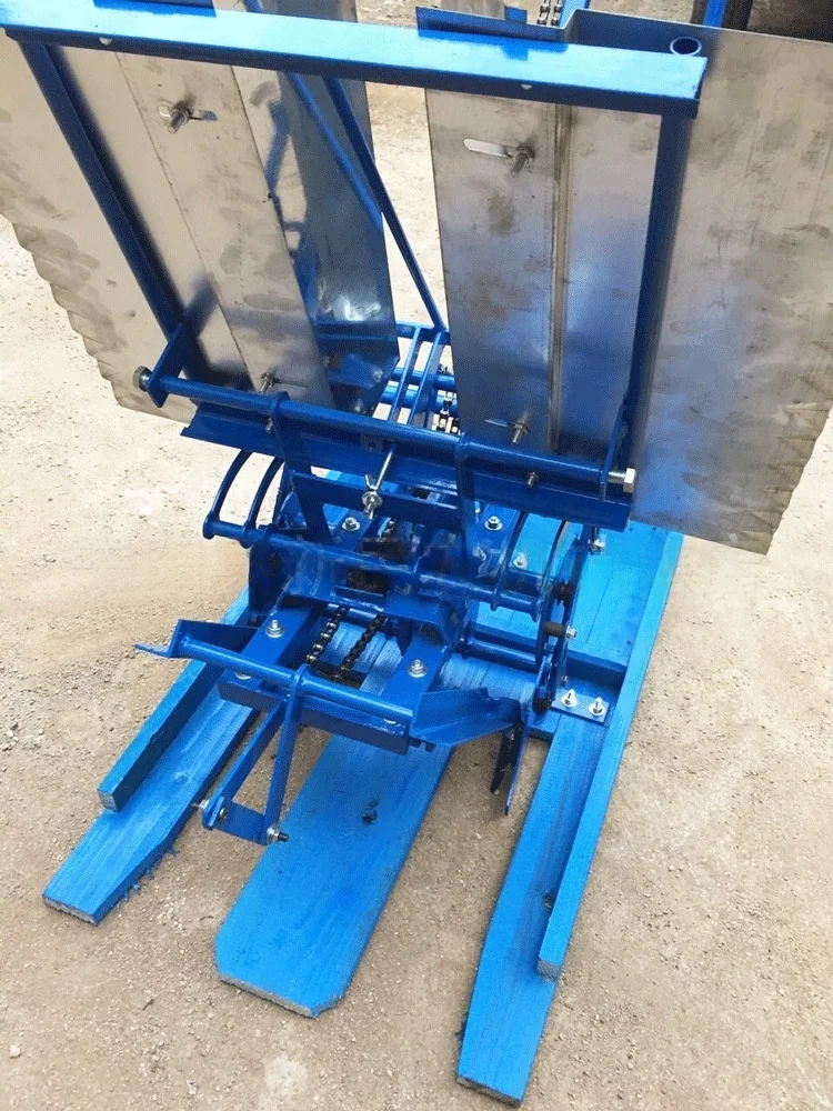 2-Row Adjustable Spacing Manual Hand-Cranked Rice Transplanter Seedling Planting Machine for Paddy Fields Step-Down Transplanter