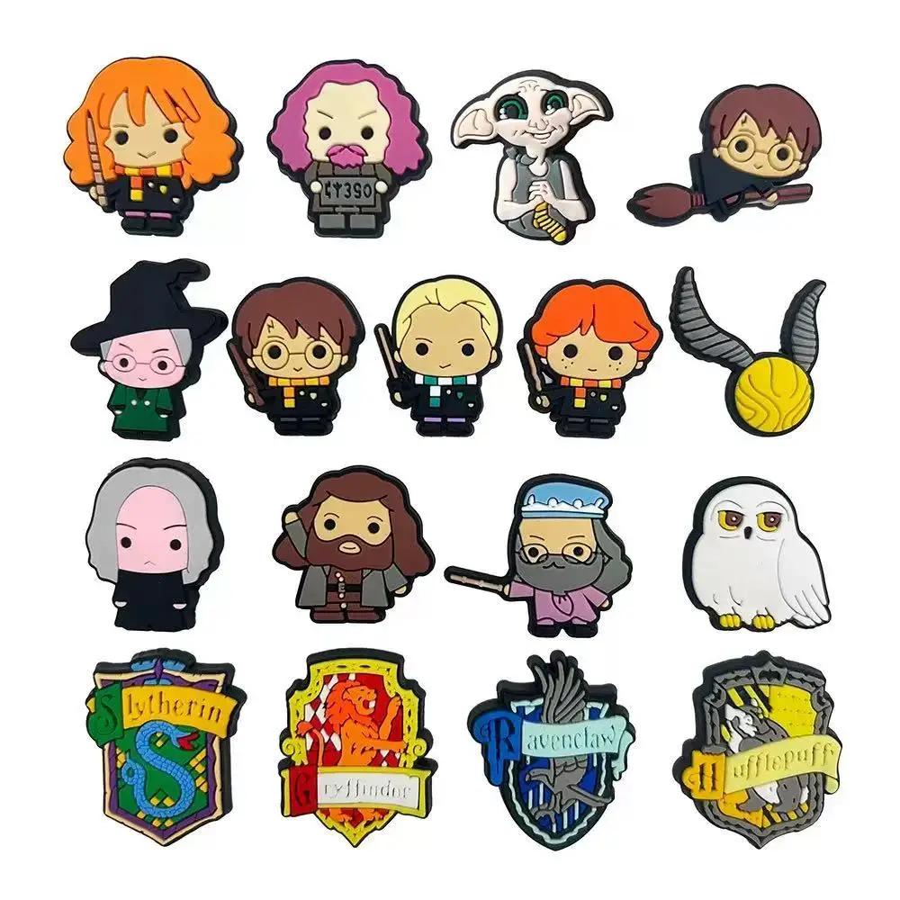 17/37 PCS Hot Toys Harry Potter Shoes Charms PVC Anime Shoe Decoration Accessories Fashion Boys Sandals Shoe Buckle DIY Wrist St view 3