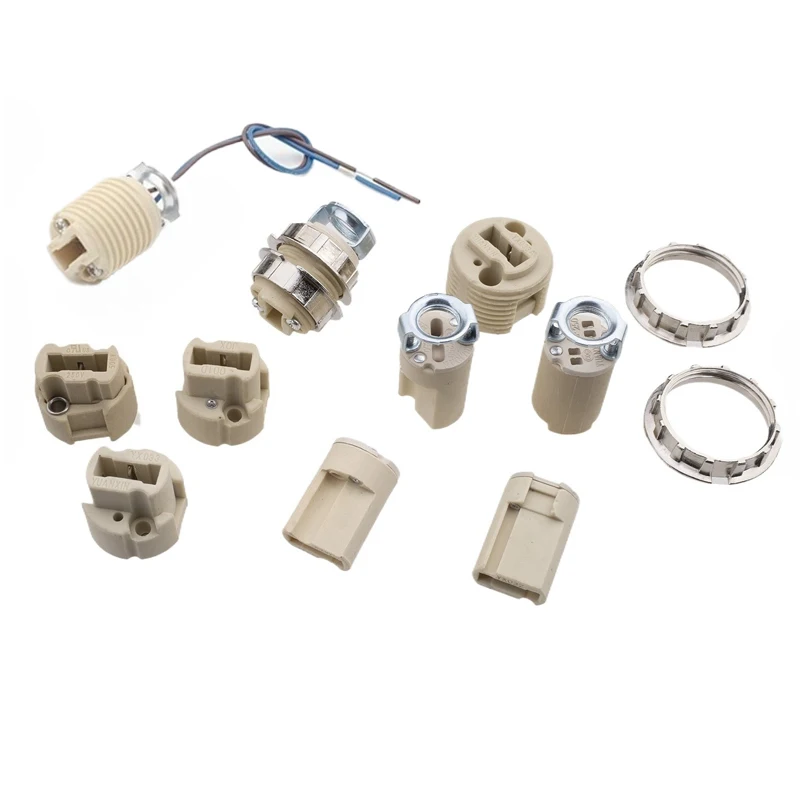 

10 шт. Керамический патрон для лампы G9, белый патрон для галогенной лампы G9 с кольцом, комплект патронов для цоколя G9, адаптер