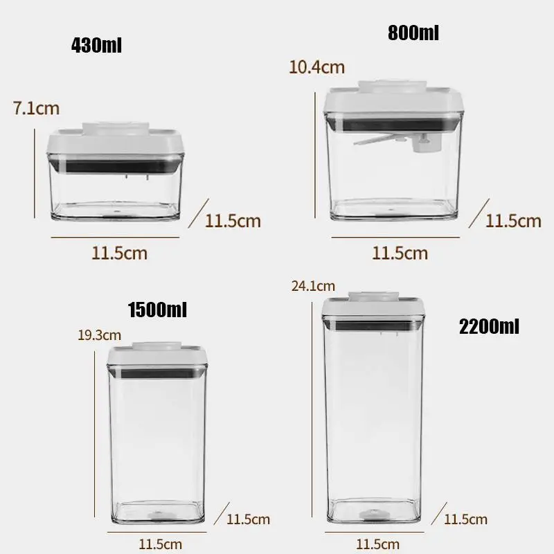 Kitchen Press-down Airtight Jars Clear Stackable Jar For Rice Grain Home Bakers Pantry Organizers Dried Fruits Cereal Container