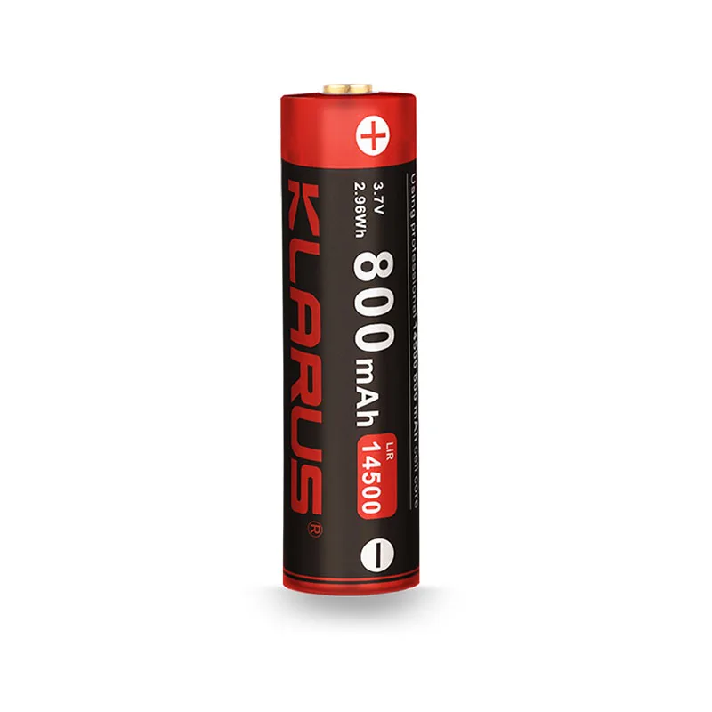 Klarus 14500 Battery for Flashlight, Available in 750mAh(with Charging Port) / 800mAh, 4A Continous Discharge, Multiple Protecti