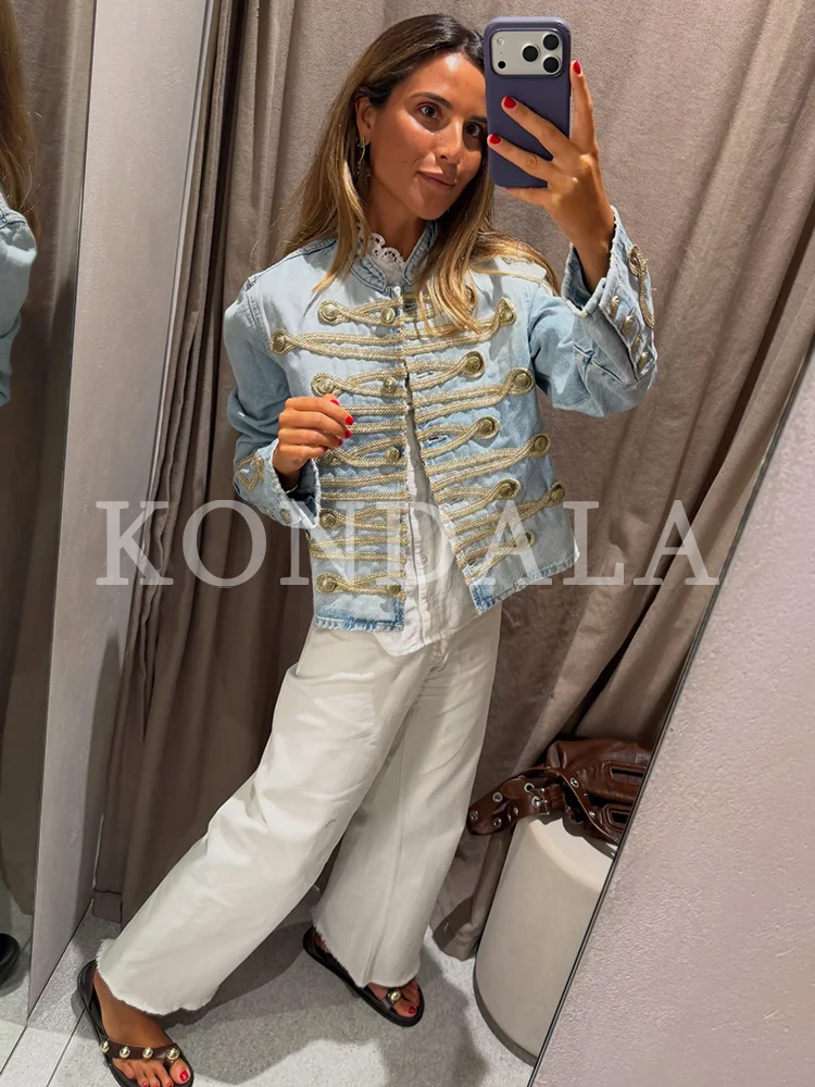 KONDALA Damen Elegante Schicke Jeansjacke Vintage Seilknöpfe Cowboy-Jacke Neu 2026 Frühherbst Trendige Street Boho Party-Jacke – Detail 2