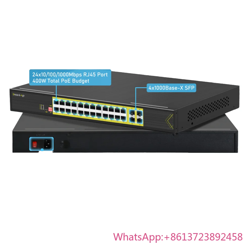 

L2+ Managed Rack Mount 24-Port 10/100/1000T 802.3at PoE + 4-Port 1000X SFP PoE Switch