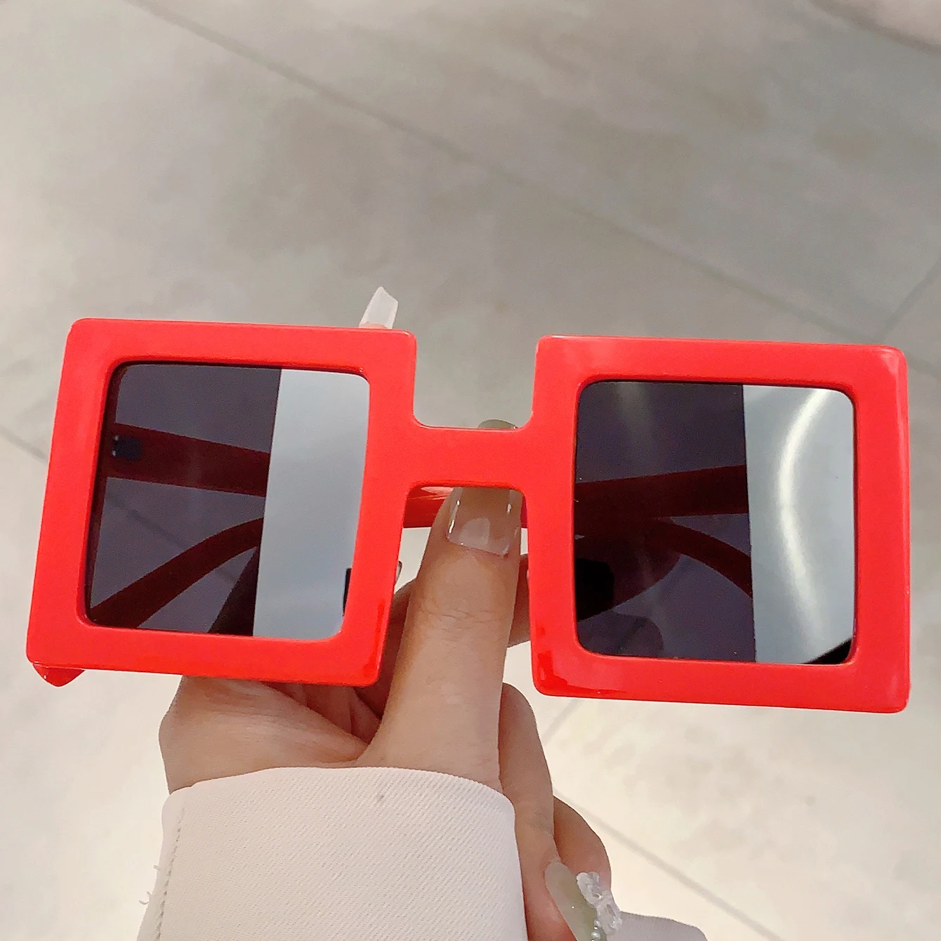 نظارات شمسية مربعة مضحكة للنساء ، ظلال شبه مرآة ، تصميم علامة تجارية أنيقة عصرية ، نظارات شمسية مضادة للانعكاس ، جديدة في الموضة ،