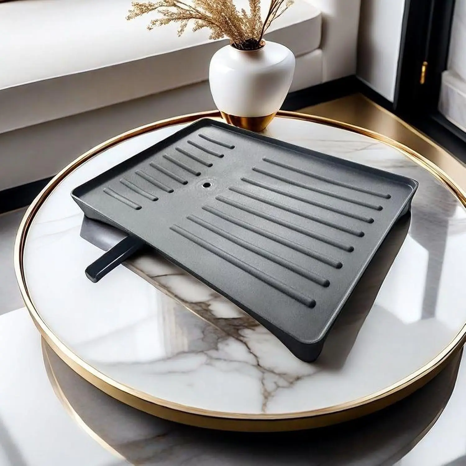Heavy-Duty Plastic Sink Base with Drain Board - Clog-Resistant Drain System & Dish Drying Rack, Under-Sink Storage Organizer