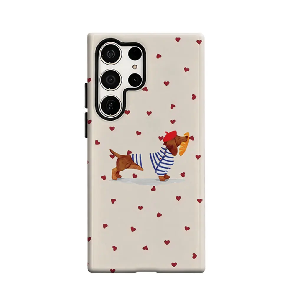 CaseLumi Phone Case For Samsung Galaxy S25 S24 S23 Ultra Plus HD Hard French Dachshund Double Layer Cover Film Shell
