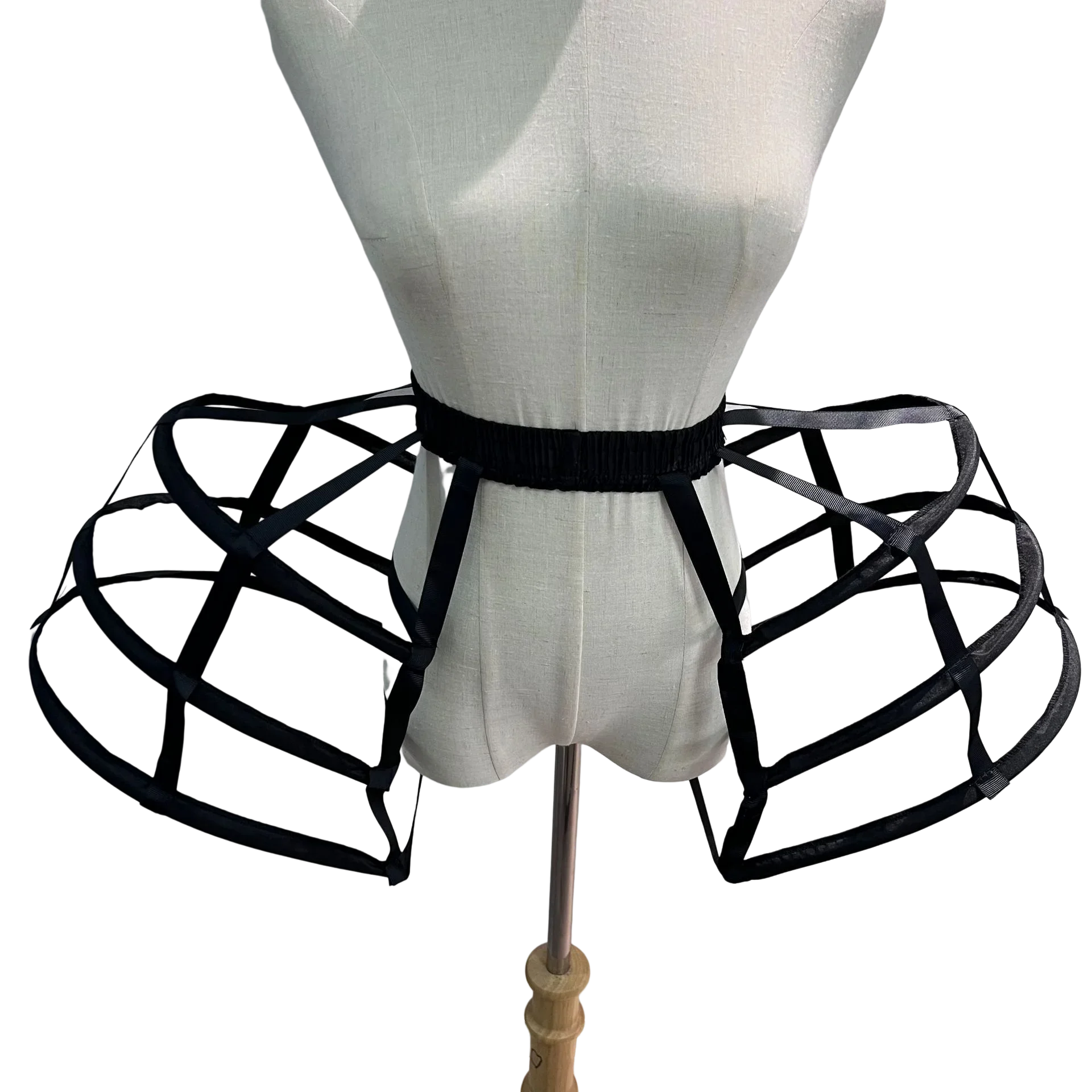 

Женская черная 3-обручатая открытая юбка с передней частью, нижняя юбка-корзина, кринолин с полой клеткой, нижняя юбка с эластичной резинкой на талии, суета Лолиты 2024