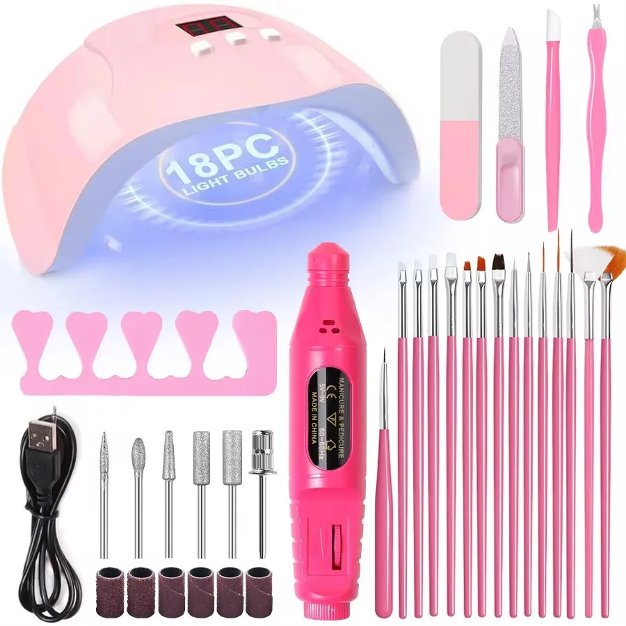 LINMANDA Electric Nail Drill Set Nail Art Pen File Kit 54W Nail Lamp Gel Manicure Dryer Lamp Nail Files Tool