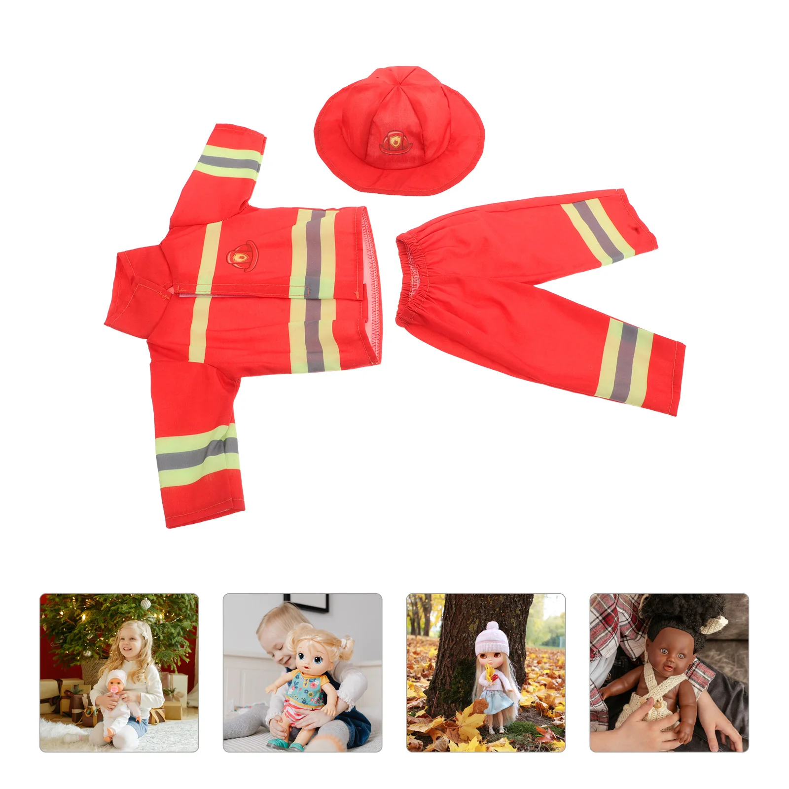 1 set Brandweerman Outfit 43 Cm Kleding Brandweerman Rollenspel Kostuum Hoed Accessoires Voor Meisjes Knuffeldier Fantasiespel Halloween