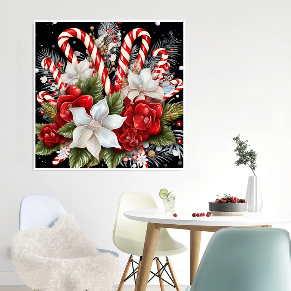 AZQSD Diamond Painting Christmas Flower Landscape Cross Stitch Kits Rhinestones Embroidery Winter Flower Full Drill Wall Decor