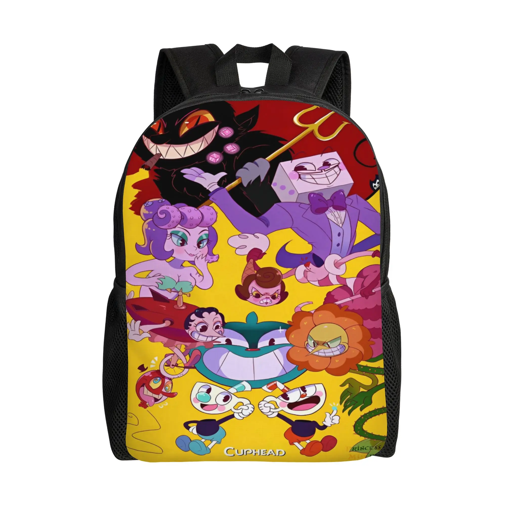 Cuphead cartoon Backpack  Camping Backpacks Male Design Pattern High School Bags Modern Rucksack