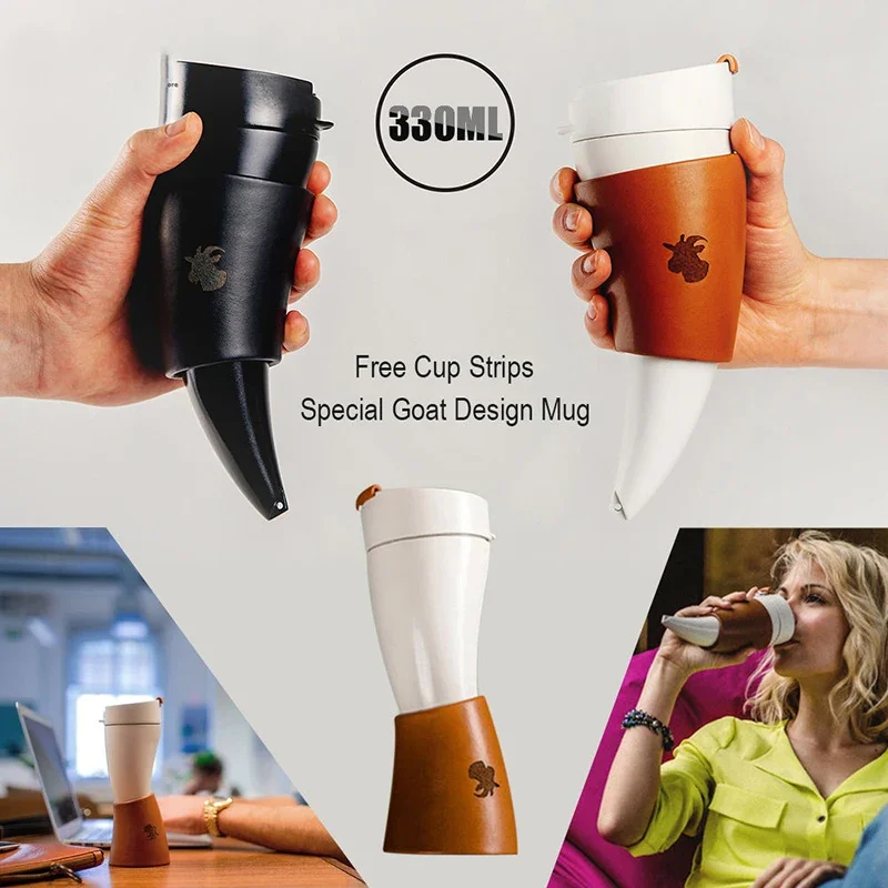 Original 230ml Cup Goat Horn Coffee Mug Stainless Steel Liner Vacuum Insulation Cup