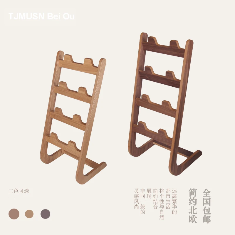 Porte-pantoufles vertical simple multicouche en bois