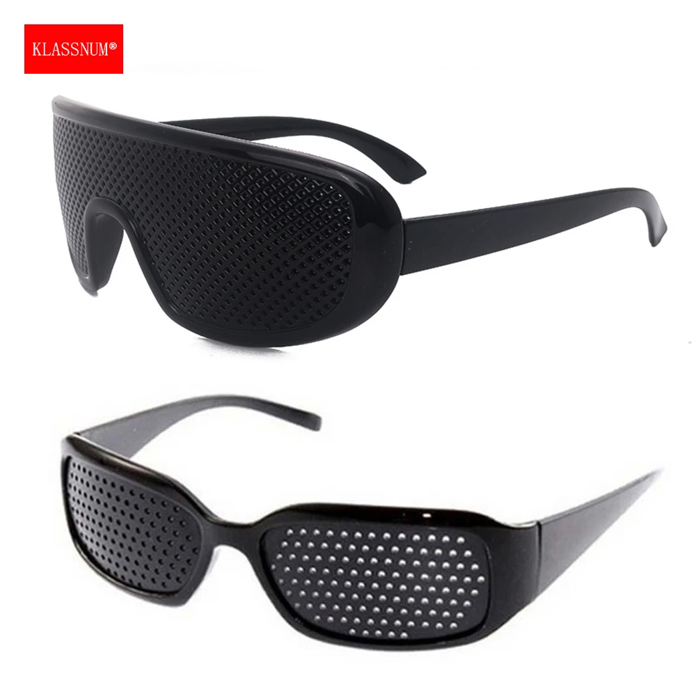 KLASSNUM Small Hole Glasses Eyesight Improvement Care Pinhole Glasses Exercise Eye Wear Men Women Black Decorative Glasses
