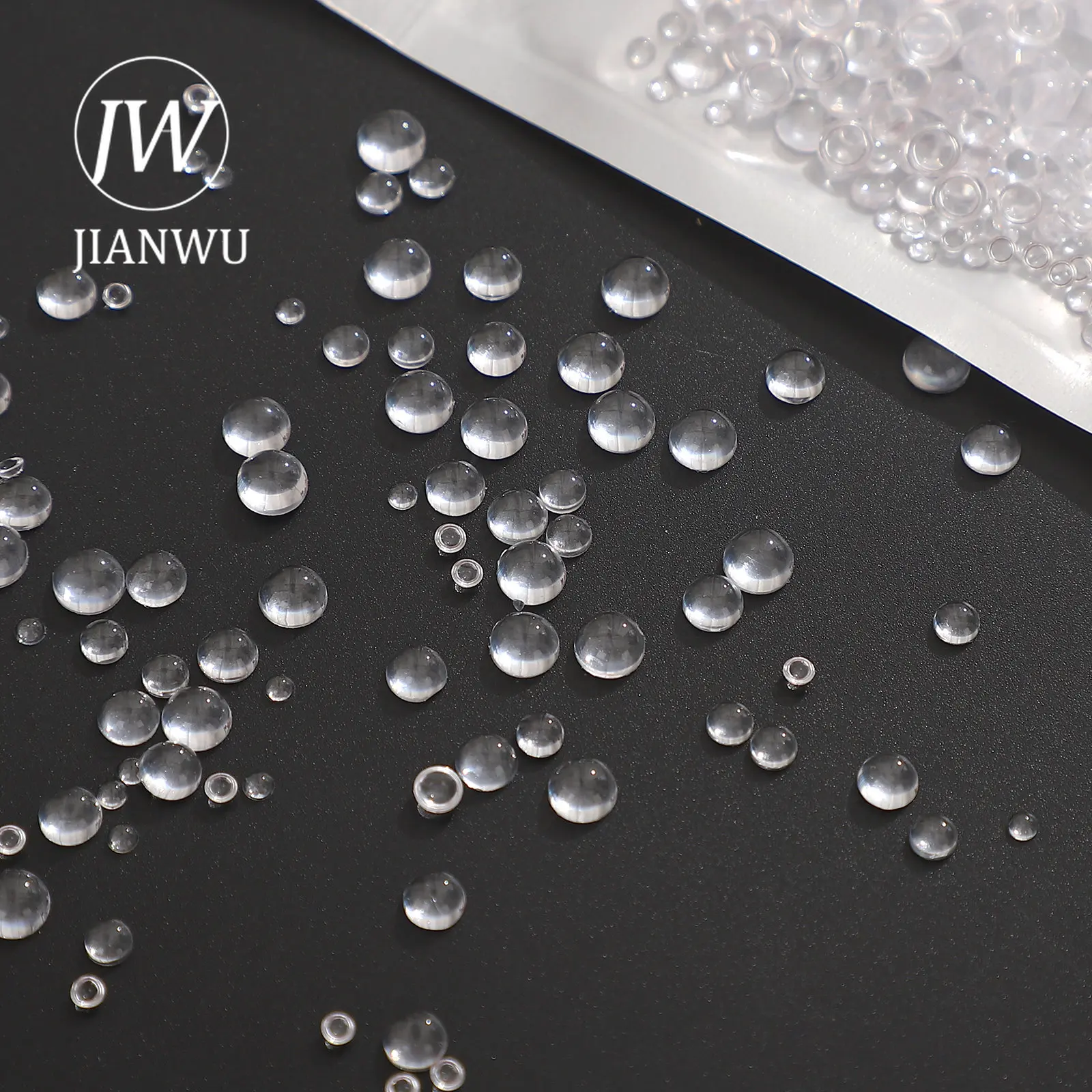 JIANWU 350 Pcs/pack 3mm/4mm/5mm/6mm Transparent Simulated Resin Dewdrops Creative DIY Handbook Decor Material