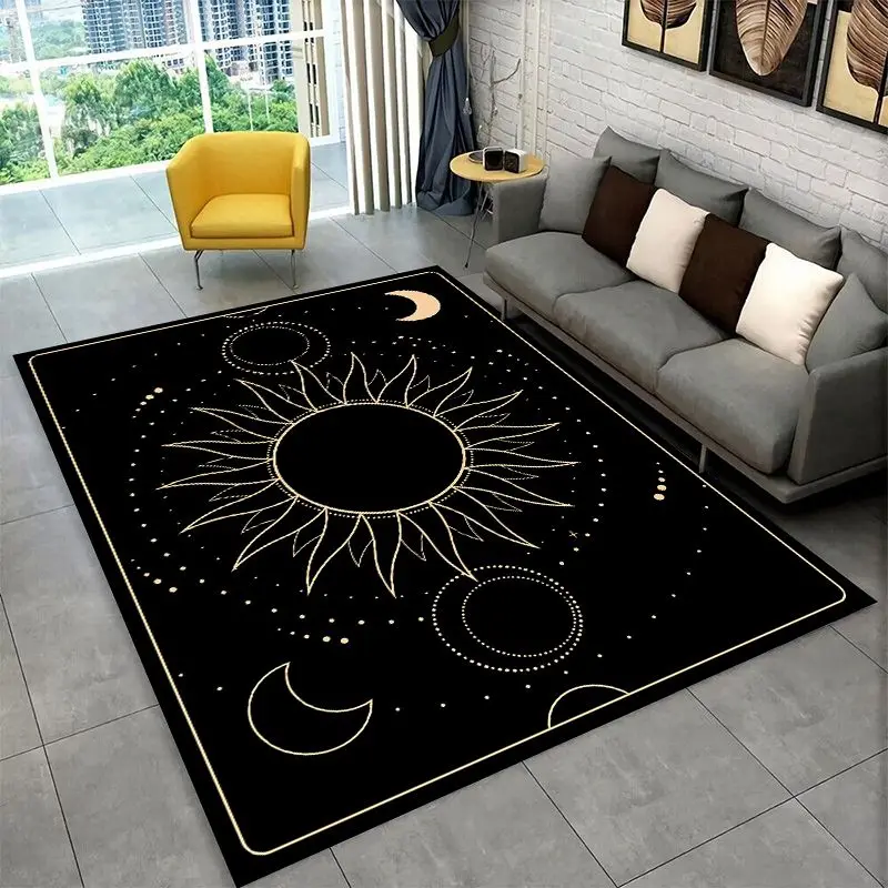 Cartoon Sun Moon Tarot Divination Magic Large Area Rug Non-slip Carpet for Bedroom Living Room Sofa Doormat Home Decor Floor Mat