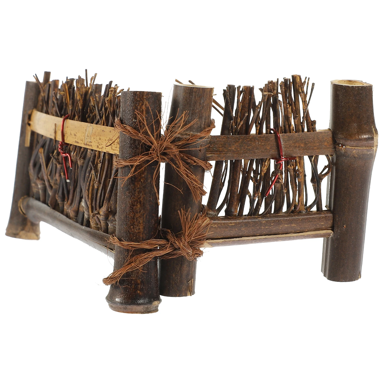 

Micro Landscape Bamboo Fence Screen Ornament Small Handmade Garden Bonsai Decoration Photo Prop Miniature Ornament