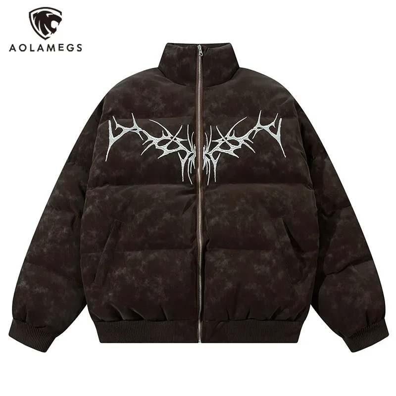 Men's Cotton Clothes Vintage Embroidery Fashion Jackets Thicken Warm Loose Coats Fashion Hip Hop Gothic Tops Winter Unisex New