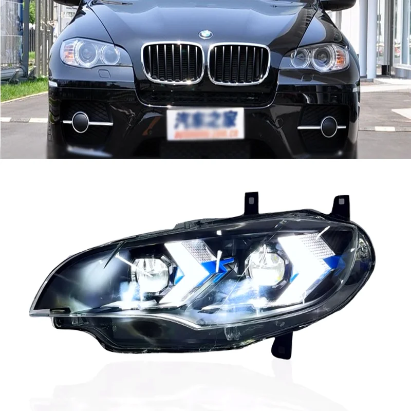 

2 шт. E71 модифицированная светодиодная фара для BMW 2007-2013 X6 E71, спрятанная фара, обновление для нового стиля, светодиодная фара X Drive35i Drive50i