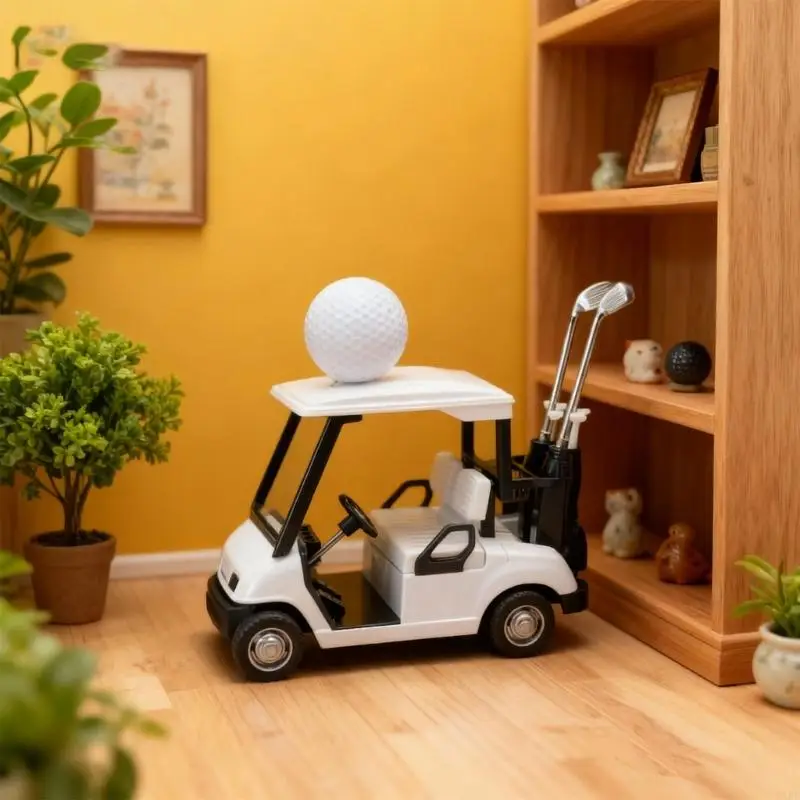 

Miniature Pullback Golf Cart Model Figure Set With Golf Club And Golf Accessory