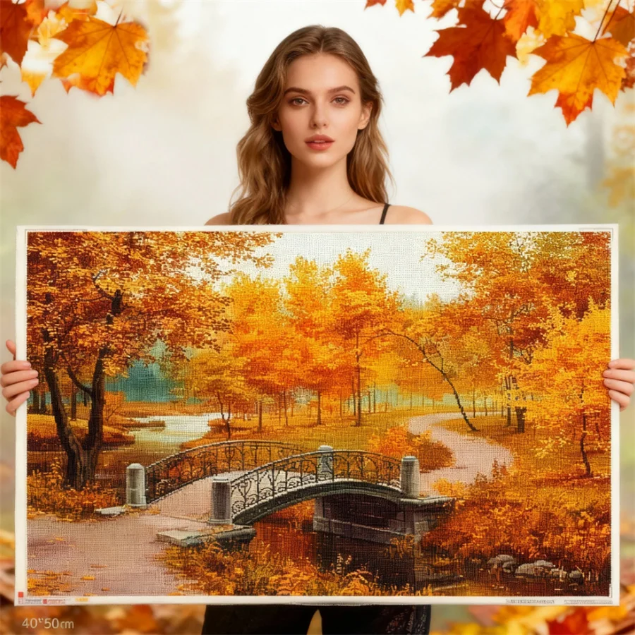 

2026 Новый Пейзаж Природа Золотая Осень DIY Вышивка Крестом 11CT Набор для Вышивания Рукоделие Ремесло Набор Напечатанных Холст Нить Домашняя