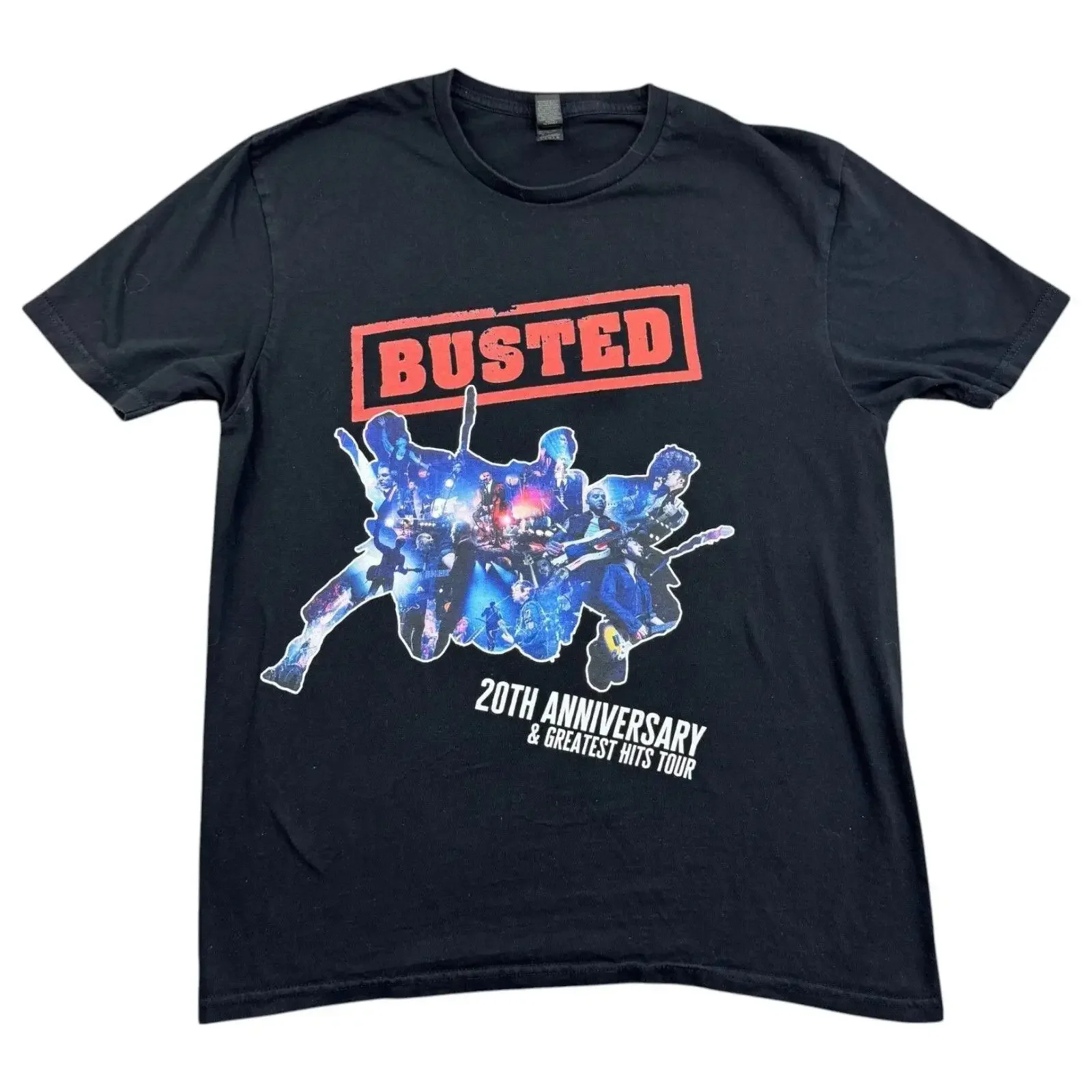 Busted T Shirt Large Damen schwarz kurzarm 20th Anniversary Tour Konzert L vintage Washed streetwear Versatile Comfortable