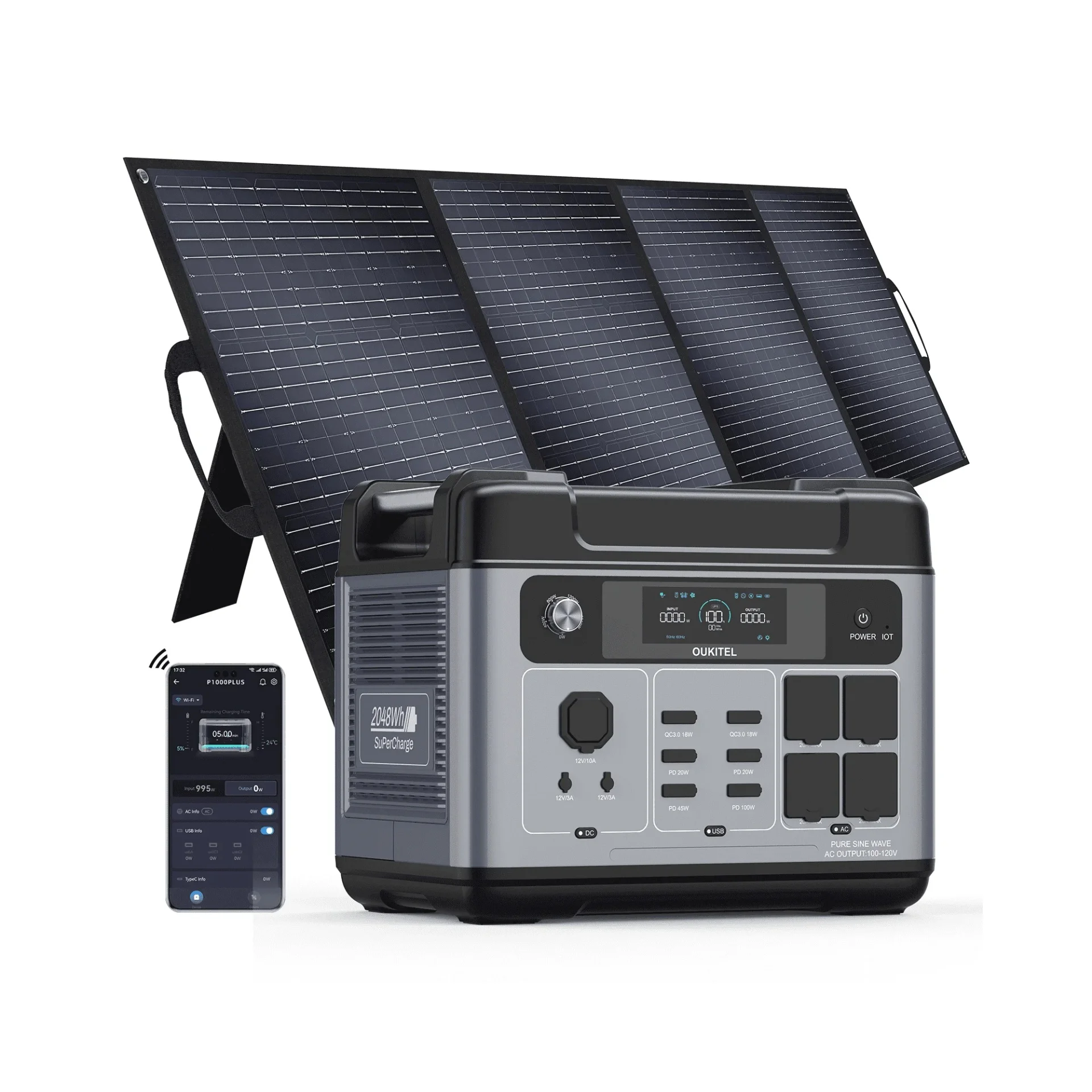 

OUKITEL 2400W Back up Power Station US EU Stock 2048Wh Portable Solar Generator Home