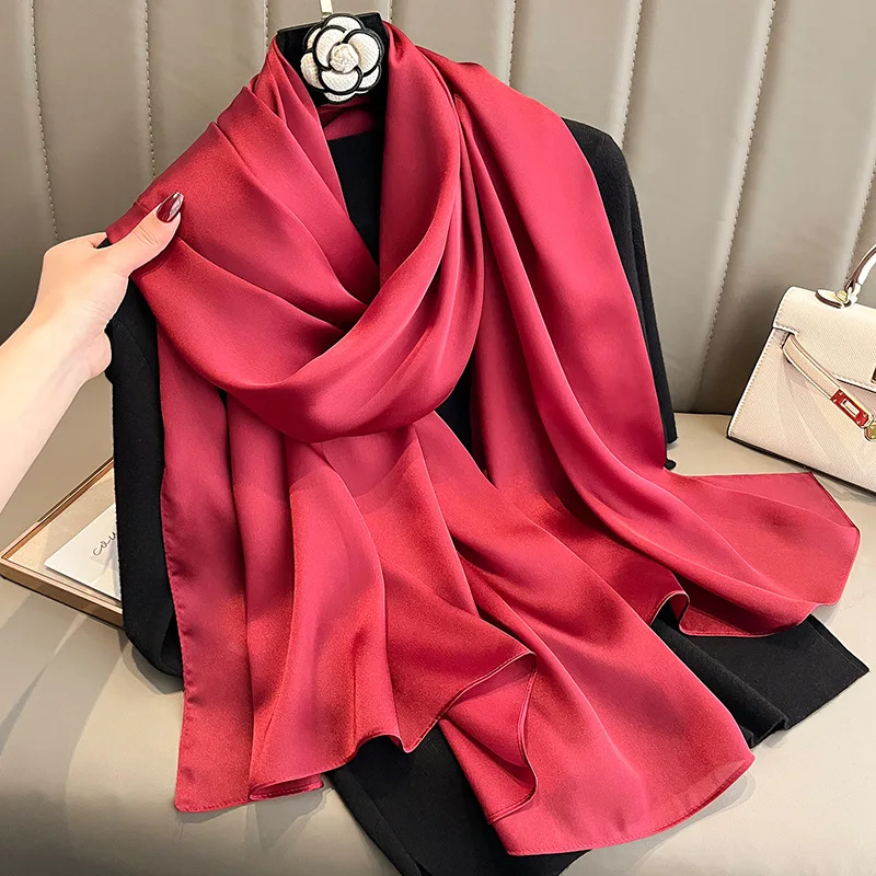 Luxury Scarf Women Silk Headscarf Hijab Designers Long Muslim Shawl Wrap Turban Bandana Foulard Satin Scarves Head Wraps