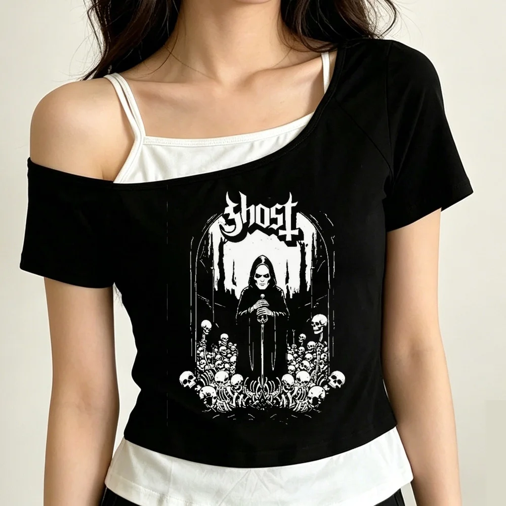 Chost Band crop top shoujo jojifuku emo streetwear korean fashion t shirt y2k graphic cute 2000s harajuku