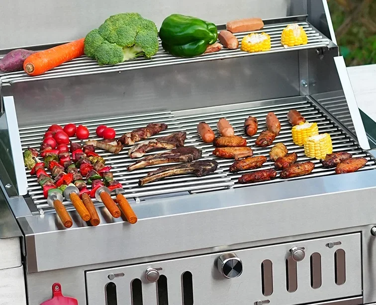 Máquina de parrilla de pollo a carbón para jardín al aire libre, parrilla de carbón integrada de alta calidad para barbacoa