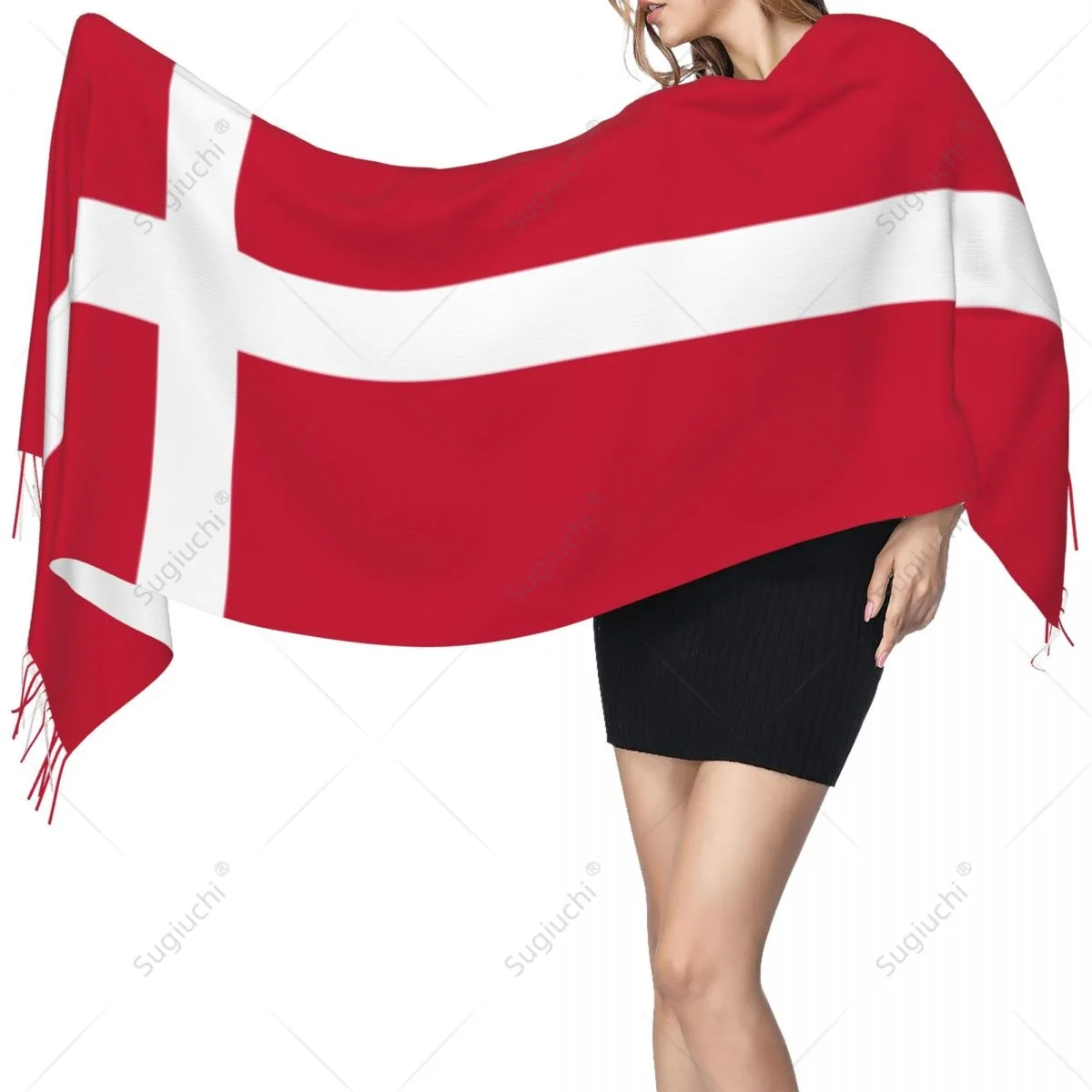 Denmark Flag Danes Scarf Pashmina Warm Scarves Shawl Wrap Hijab Spring Winter Multifunction Unisex