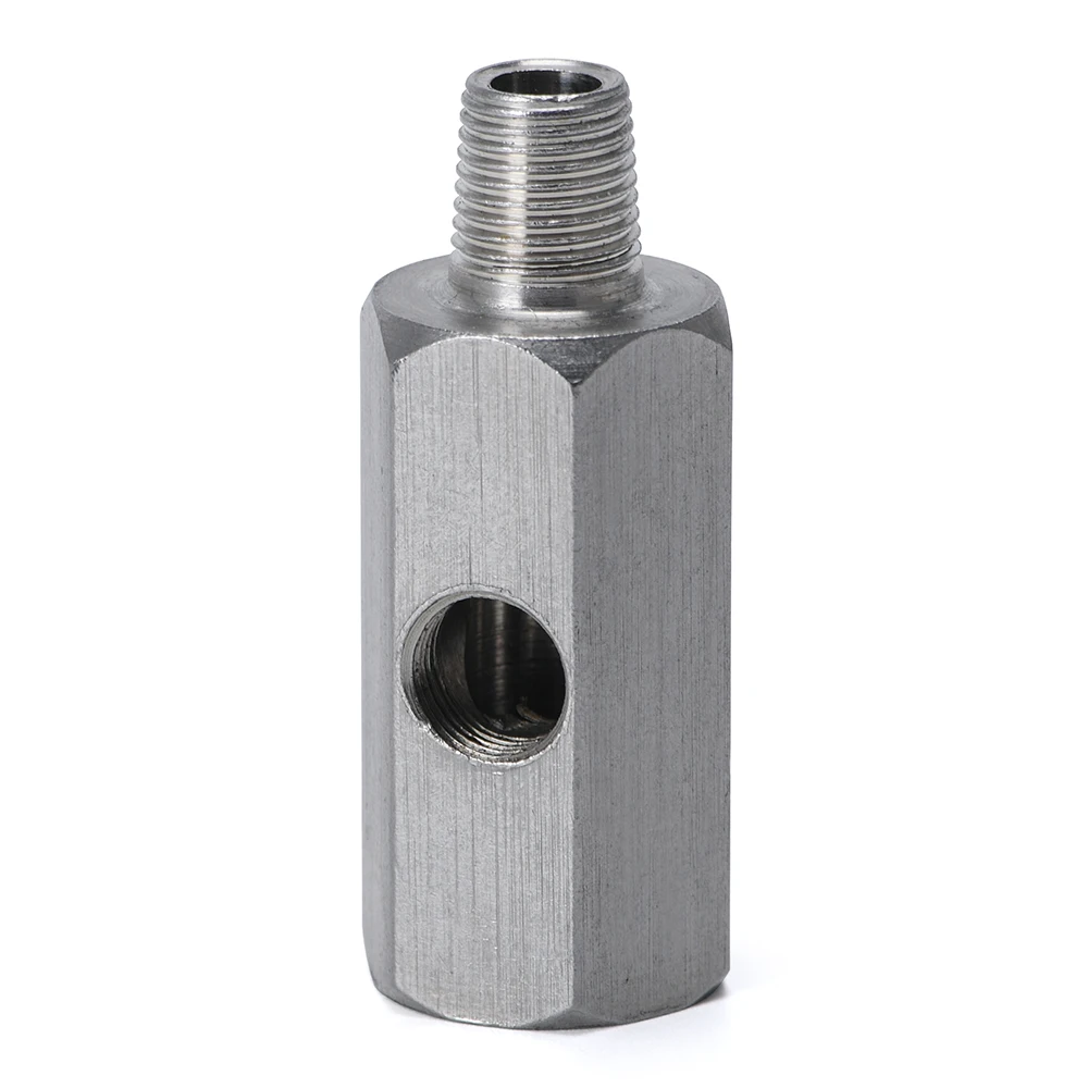 Stainless Steel 1/8\'\' BSPT Oil Pressure Sensor Sendor Tee Adapter to 1/8 NPT Gauge T-Piece Car Accessories LZ-OGA02