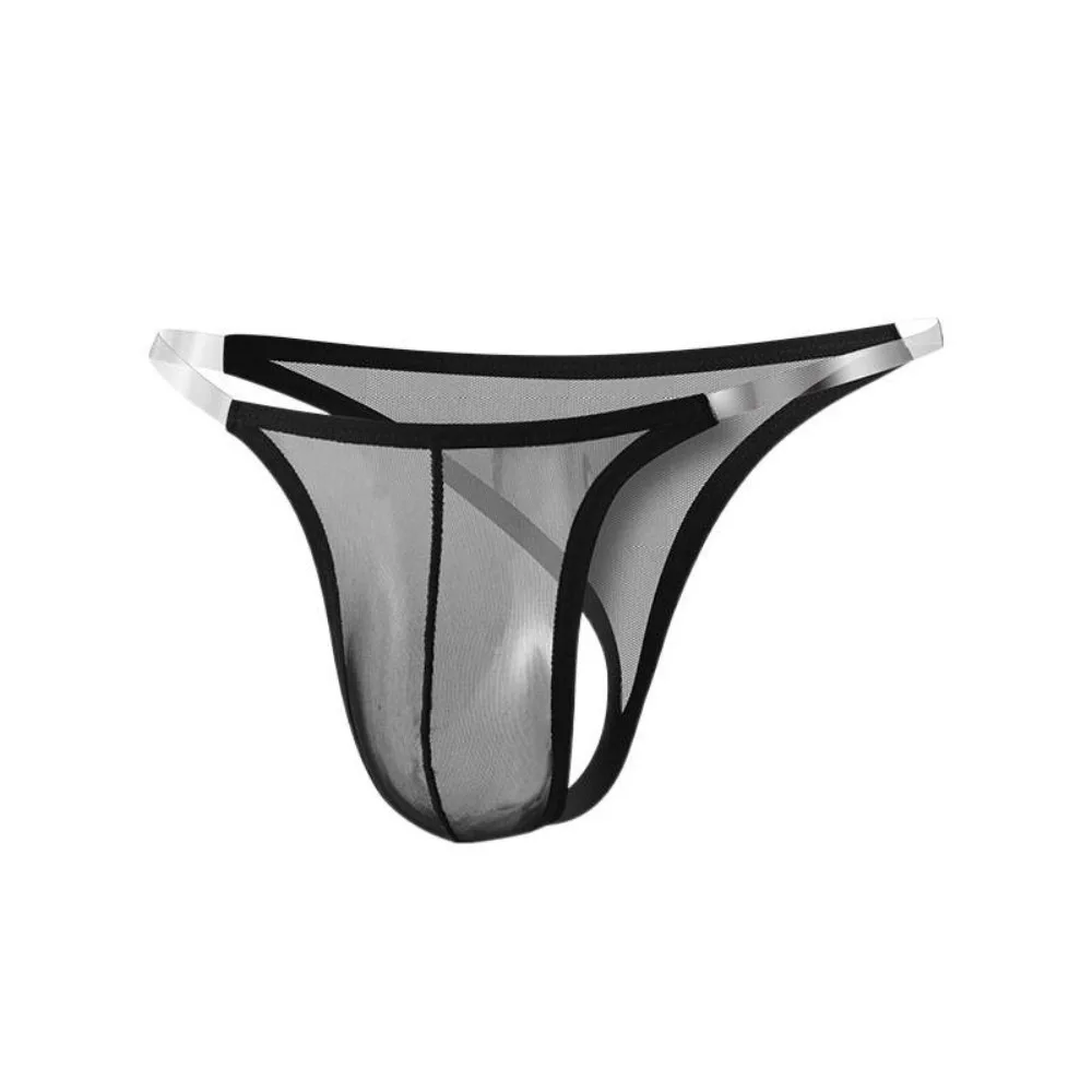 Underpants T-back Mesh Thong Transparent Low-Waist Men Underwear Seamless Lingerie Men Triangle Panties T Pants