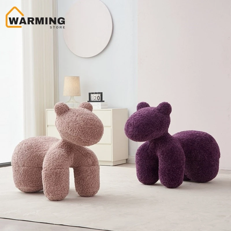 Warming Pony Chair Children's Styling Cotton Living Room Lazy Sofa Adult Home Lamb Creative Seat Animal Seat  Home Furniture