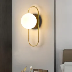Nordic LED Glass Wall Lamps Living Room Bedroom Study Wall Bedside Backdrop Aisle Light Indoor Wall Sconce Decor For Room Lustre